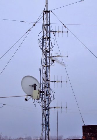 Anteny na maszcie nad dachem klubu SP2YWL (11m n.p.m.)